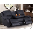 Pemberly Row Leather Power Reclining 3-Seater Sofa with Cupholder in Black