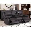 Pemberly Row Leather Power Reclining 3-Seater Sofa with Cupholder in Brown