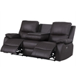 Pemberly Row Leather Power Reclining 3-Seater Sofa with Cupholder in Brown