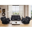Pemberly Row Leather 3-Piece Power Recliner Home Theater Sofa Set in Black