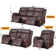 Pemberly Row Leather 3-Piece Power Recliner Home Theater Sofa Set in Black