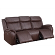 Pemberly Row Leather 3-Piece Power Recliner Home Theater Sofa Set in Brown
