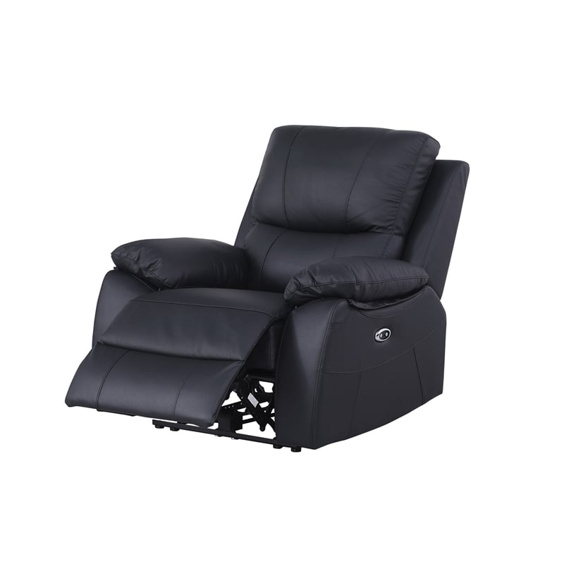 Pemberly Row Leather 3-Piece Electric Power Lift Recliner Sofa Set in Black