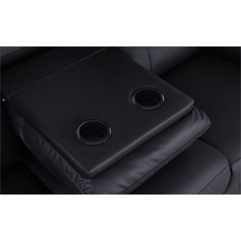 Pemberly Row Leather 3-Piece Electric Power Lift Recliner Sofa Set in Black