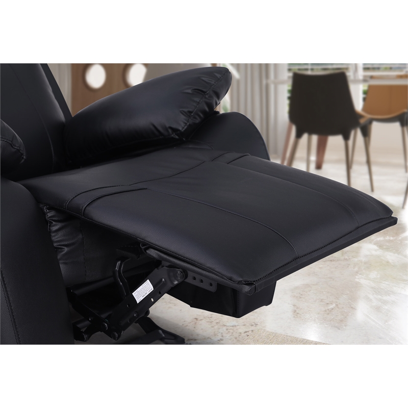 Pemberly Row 3-Piece Faux Leather Manual Recliner Sofa Set in Black