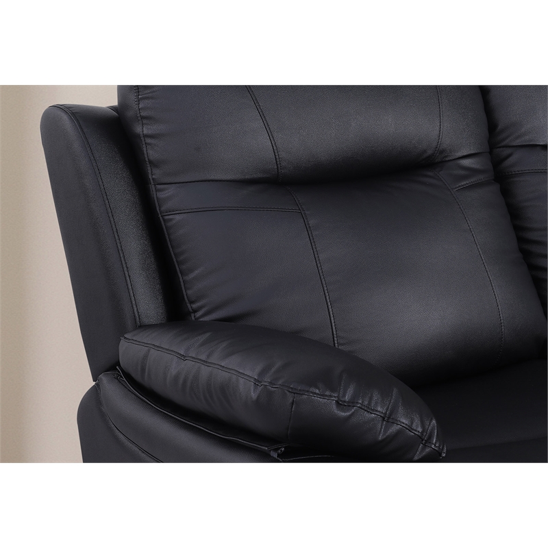 Pemberly Row 3-Piece Faux Leather Manual Recliner Sofa Set in Black