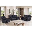 Pemberly Row 3-Piece Faux Leather Manual Recliner Sofa Set in Black