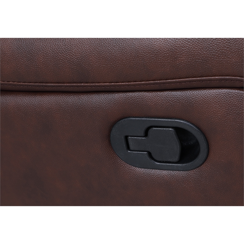 Pemberly Row Manual Faux Leather Recliner 3-Seater Sofa in Brown