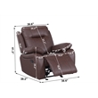 Pemberly Row Manual Faux Leather Recliner Reclining Arm Chair in Brown