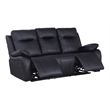 Pemberly Row Manual Faux Leather Recliner 3-Seater Sofa in Black