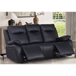 Pemberly Row Manual Faux Leather Recliner 3-Seater Sofa in Black