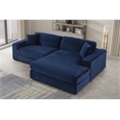 Pemberly Row 2-Piece Corduroy Sofa with Right-Facing Chaise in Dark Blue