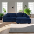 Pemberly Row 2-Piece Corduroy Sofa with Right-Facing Chaise in Dark Blue