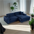 Pemberly Row 2-Piece Corduroy Sofa with Right-Facing Chaise in Dark Blue