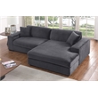 Pemberly Row 2-Piece Corduroy Sofa with Right-Facing Chaise in Dark Gray