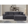 Pemberly Row 2-Piece Corduroy Sofa with Right-Facing Chaise in Dark Gray