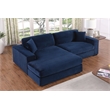Pemberly Row Corduroy Deep Seat Sofa Sleeper with Chaise in Dark Blue