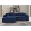 Pemberly Row Corduroy Deep Seat Sofa Sleeper with Chaise in Dark Blue