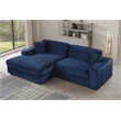 Pemberly Row Corduroy Deep Seat Sofa Sleeper with Chaise in Dark Blue
