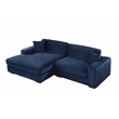 Pemberly Row Corduroy Deep Seat Sofa Sleeper with Chaise in Dark Blue