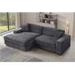 Pemberly Row Corduroy Deep Seat Sofa Sleeper with Chaise in Dark Gray