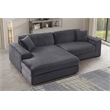 Pemberly Row Corduroy Deep Seat Sofa Sleeper with Chaise in Dark Gray