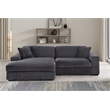 Pemberly Row Corduroy Deep Seat Sofa Sleeper with Chaise in Dark Gray