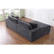 Pemberly Row Corduroy Deep Seat Sofa Sleeper with Chaise in Dark Gray