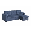 Pemberly Row Corduroy Sleeper Sofa Bed with Storage Chaise in Blue