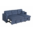 Pemberly Row Corduroy Sleeper Sofa Bed with Storage Chaise in Blue