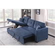 Pemberly Row Corduroy Sleeper Sofa Bed with Storage Chaise in Blue