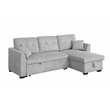 Pemberly Row Corduroy Sleeper Sofa Bed with Storage Chaise in Light Gray