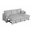 Pemberly Row Corduroy Sleeper Sofa Bed with Storage Chaise in Light Gray
