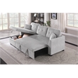Pemberly Row Corduroy Sleeper Sofa Bed with Storage Chaise in Light Gray