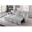 Pemberly Row Corduroy Sleeper Sofa Bed with Storage Chaise in Light Gray