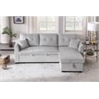 Pemberly Row Corduroy Sleeper Sofa Bed with Storage Chaise in Light Gray