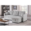 Pemberly Row Corduroy Sleeper Sofa Bed with Storage Chaise in Light Gray