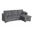 Pemberly Row Corduroy Sleeper Sofa Bed with Storage Chaise in Dark Gray