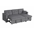 Pemberly Row Corduroy Sleeper Sofa Bed with Storage Chaise in Dark Gray