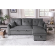 Pemberly Row Corduroy Sleeper Sofa Bed with Storage Chaise in Dark Gray