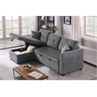 Pemberly Row Corduroy Sleeper Sofa Bed with Storage Chaise in Dark Gray
