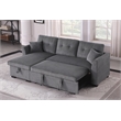 Pemberly Row Corduroy Sleeper Sofa Bed with Storage Chaise in Dark Gray