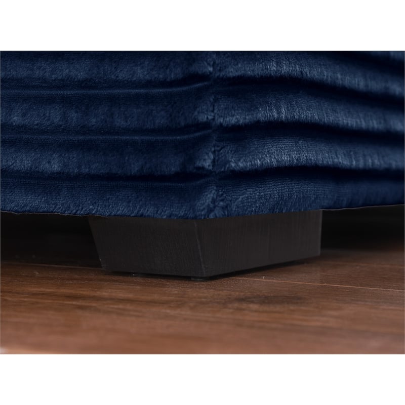 Pemberly Row 105-Inch Corduroy Chaise Sofa Bed Sleeper Lounge in Blue