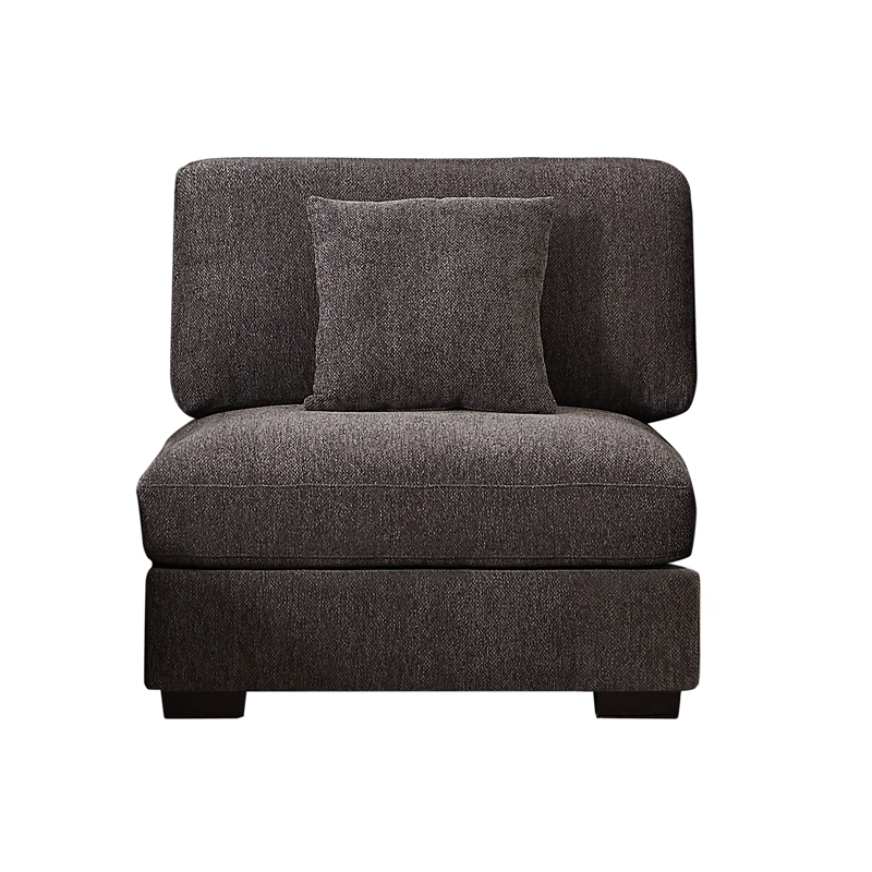 Pemberly Row Chenille Modular Loveseat with Ottoman Chaise in Dark Gray