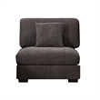 Pemberly Row Chenille Modular Loveseat with Ottoman Chaise in Dark Gray