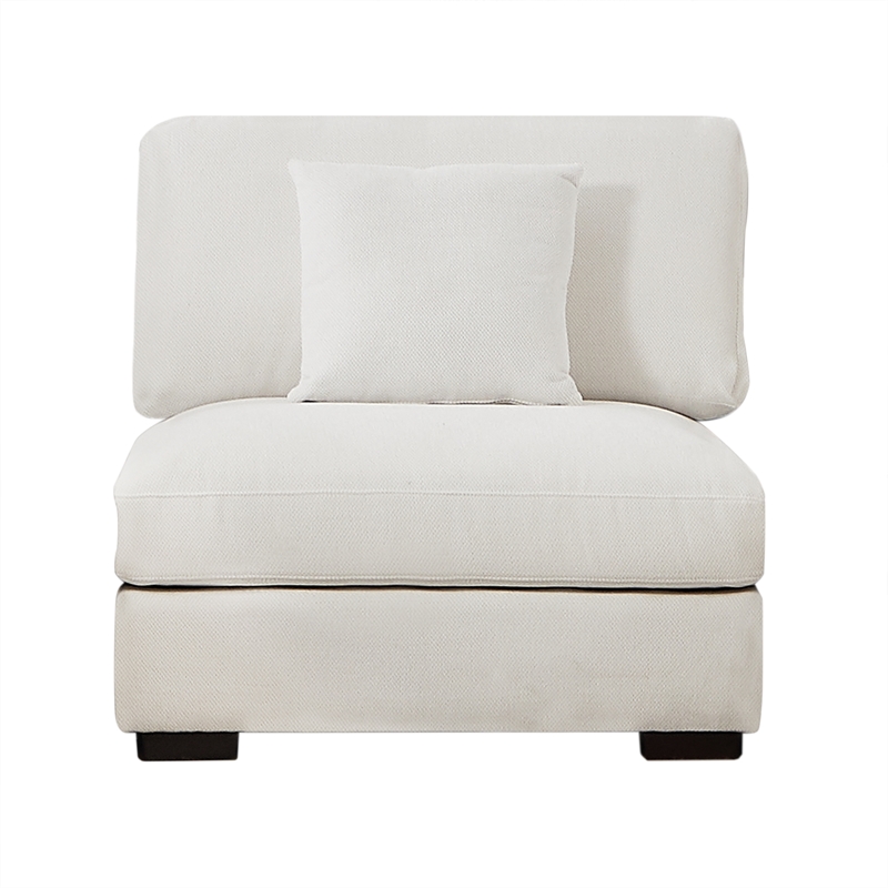 Pemberly Row Chenille Modular Loveseat with Ottoman Chaise in White