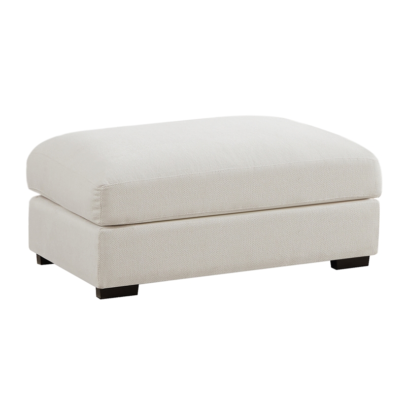 Pemberly Row Chenille Modular Loveseat with Ottoman Chaise in White