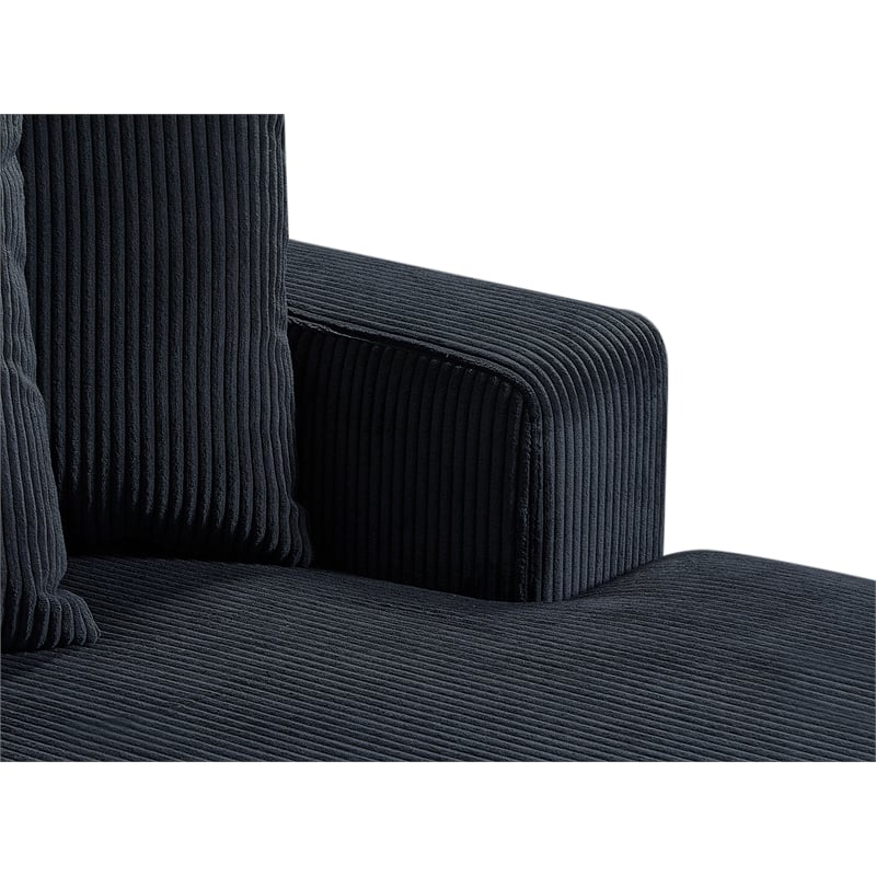 Pemberly Row Corduroy Left-Facing Sleeper Sectional in Dark Gray