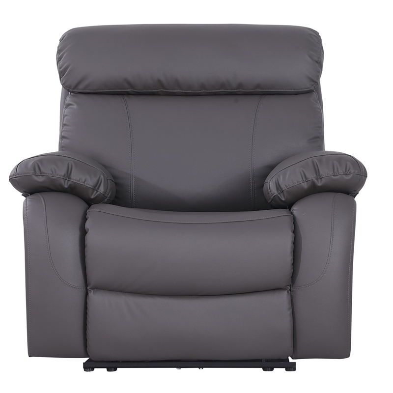 Pemberly Row Leather Power Lift Recliner Armchair for Home Theater in Gray