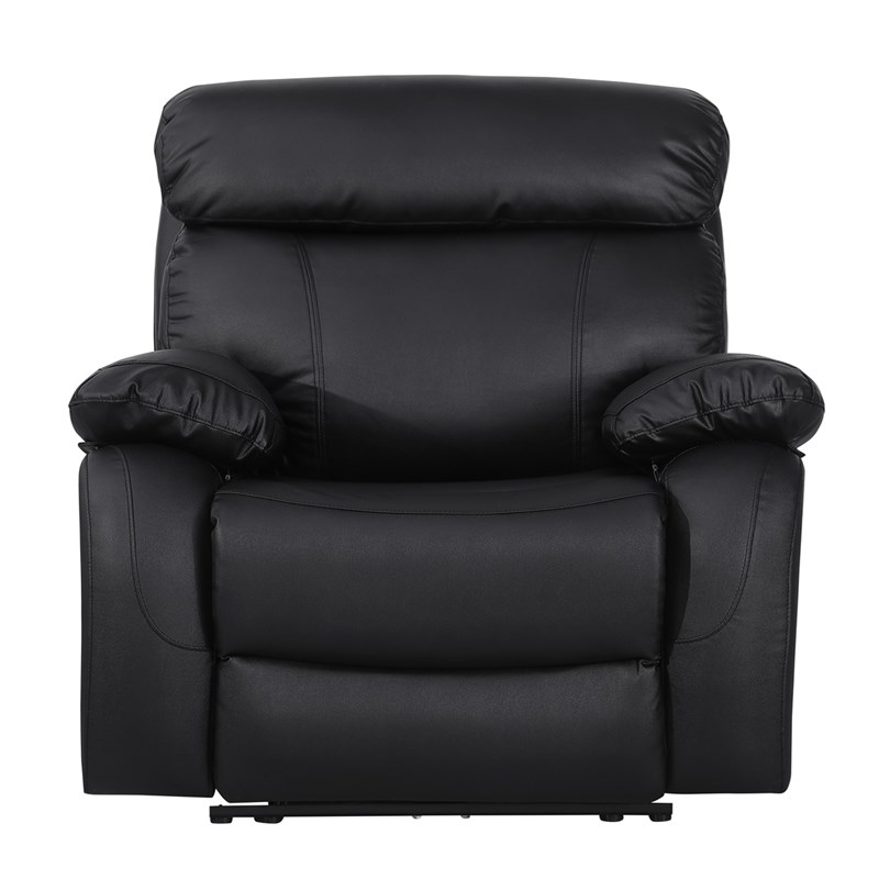 Pemberly Row Leather Power Lift Recliner Armchair for Home Theater in Black
